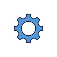 Simple Blue Gear or Cog vector concept icon or design element