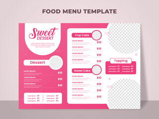 Sweet dessert menu template for cake shop