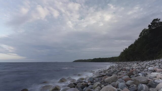 Beautiful rocky beach in Southern Norway. Time lapse video