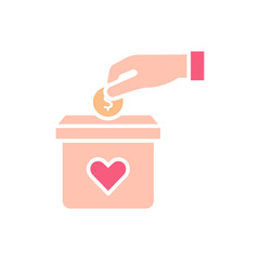 Donation icon flat style isolated on white background. Vector illustration