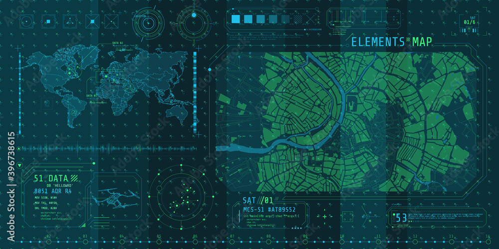 Poster a set of thin elements on the topic of map search.
