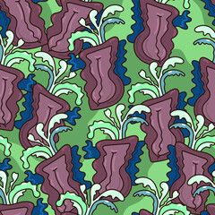  Seamless pattern with hand draw repeating abstract unusual vegetables