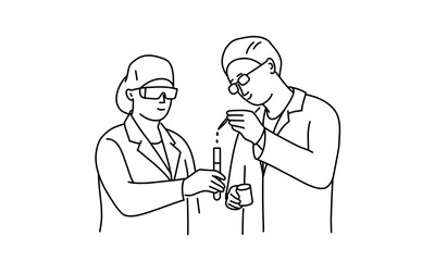 Two scientists are working in the laboratory.