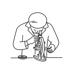 Scientist looking through a microscope.