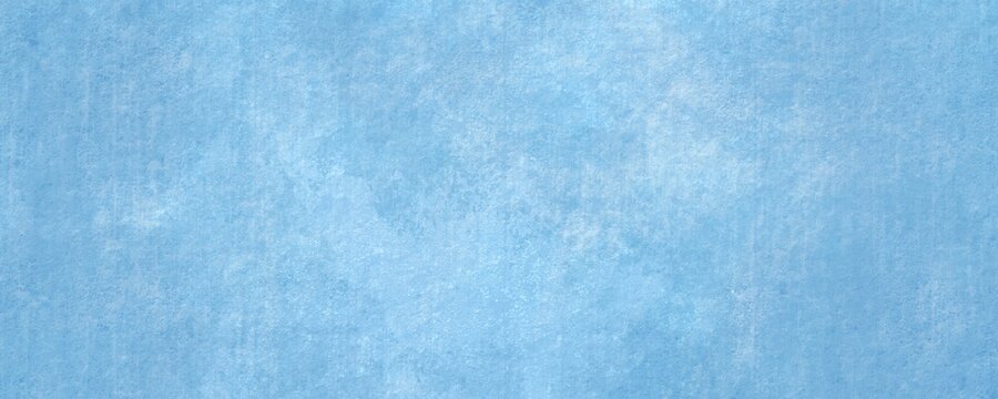 Sfondo acquerello in pittura azzurra e bianca con trama angosciata nuvoloso e grunge marmorizzato, nebbia morbida, nebuloso e colori pastello, web banner astratto. Bianco al centro.
