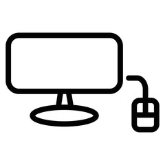 Editable computer monitor thin outline icon