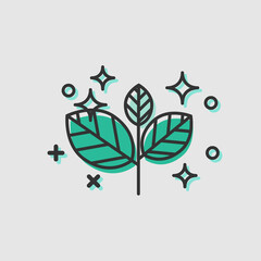 Fototapeta premium Mint leaves. Fresh and healthy mint branch. Vector outline illustration.