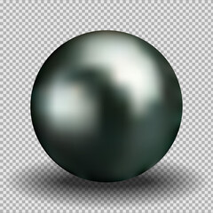 Realistic black pearl. 3D ball on a transparent background. Isolated vector object.