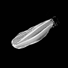 White brush paint oil stroke isolated on black background