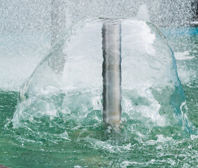 Falling water frozen in the fountain