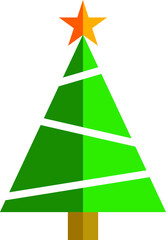 Simple cartoon hand drawn vector Christmas tree with ornaments