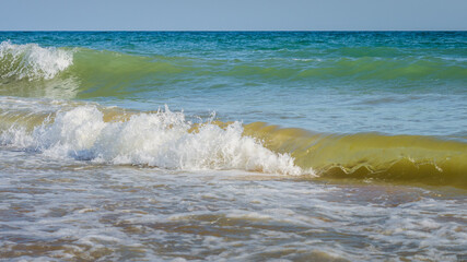 Sea wave dirty sea beach