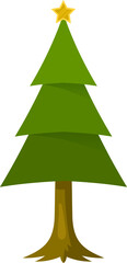 Simple cartoon hand drawn vector Christmas tree with ornaments