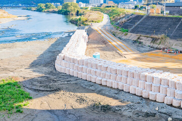 河川の護岸工事　静岡県伊豆の国市狩野川