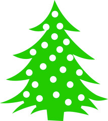 Simple cartoon hand drawn vector Christmas tree with ornaments