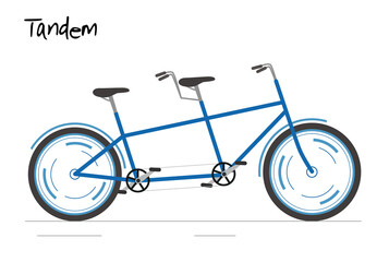 Blue family bicycle. Bike for city. Vector illustration in modern flat style.