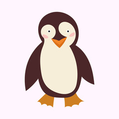 Cute cartoon penguin hand drawn, Vector illustration for children's book, greeting card