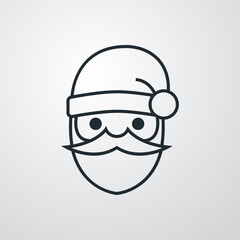 Tiempo de navidad. Logotipo cara de Papá Noel con lineas en fondo gris