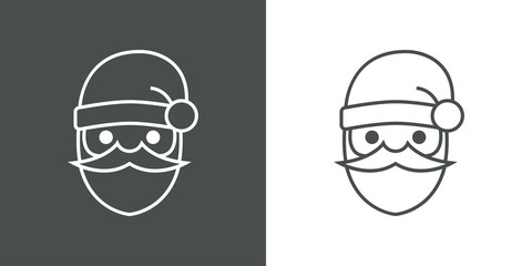 Tiempo de navidad. Logotipo cara de Papá Noel con lineas en fondo gris y fondo blanco © teracreonte
