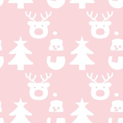 Obraz na płótnie Canvas Pink Christmas Snowman seamless pattern background