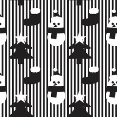 Black and white Christmas Snowman seamless pattern background
