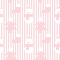 Fototapeta premium Pink Christmas Snowman seamless pattern background