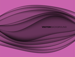 Fashion purple lilac poster paper cut wave luxury design background. Vector illustration vogue drape banner EPS10