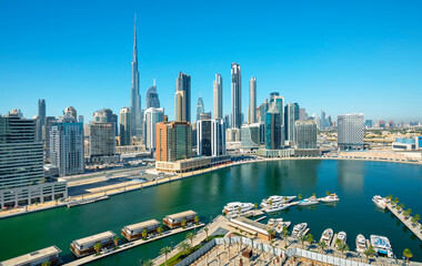  TOP OF DUBAI, UNITED ARAB EMIRATES - MARCH  View on modern center of Dubai with skyscrapers and...