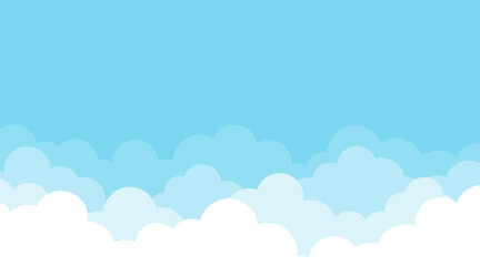 Clouds stacked layers on top blue sky cartoon flat style concept landscape background vector illustration.