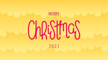 Merry Christmas festive banner. Simple template with handwritten lettering. Vector design