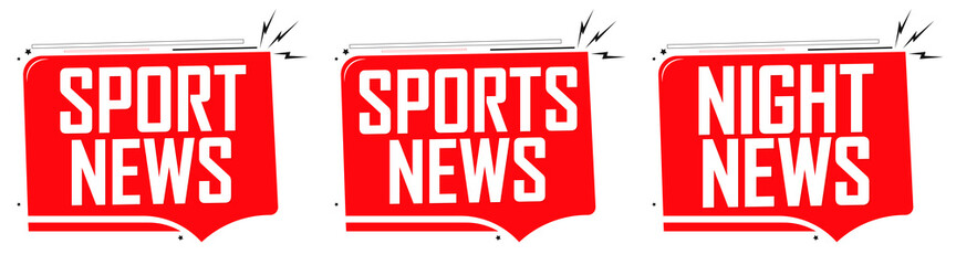 Sports News and Night news, set banners design template, vector illustration