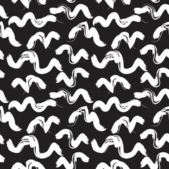 Black and White Brush Strokes Seamless Pattern Background