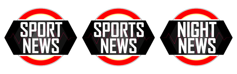 Sports News and Night news, set banners design template, vector illustration
