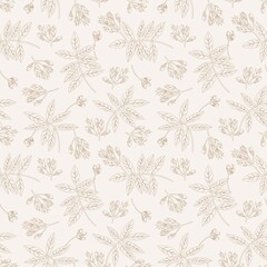 Fototapeta premium Brown Taupe Botanical Floral Seamless Pattern Background