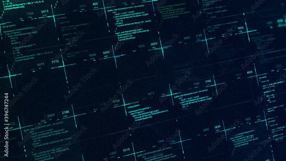Poster cyber crime in progress background with code information being stolen. animation. digits and data mo