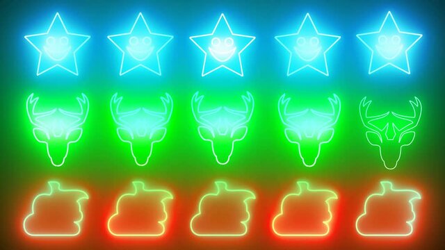 Hai vinto questo Natale, con simboli di stelle emoji, renne, sacco di luci al neon a intermittenza.