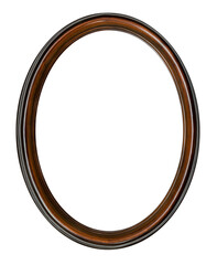 Vintage old retro wooden oval frame isolated on white