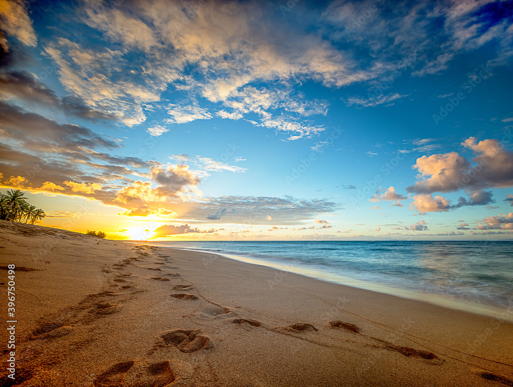 Wall mural sunrise on the island of jomalig in the philippines.