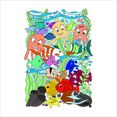 illustration of life in the sea
