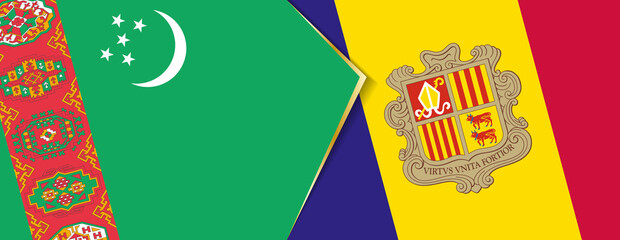 Turkmenistan and Andorra flags, two vector flags.