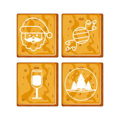 Christmas gingerbread cookies collection: Santa, Candy,Wine Glass,Tree