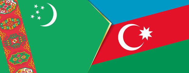 Turkmenistan and Azerbaijan flags, two vector flags.