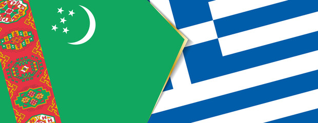 Turkmenistan and Greece flags, two vector flags.