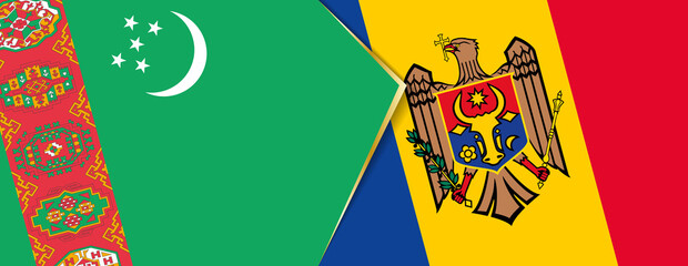 Turkmenistan and Moldova flags, two vector flags.