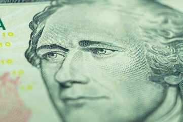 American President Hamilton's view on the 10 dollar banknote. U.S. National Bank banknote