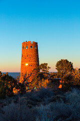 Desert View Watchtower or Indian Watchtower at Desert View, Grand Canyon National Park, Arizona, Usa, America