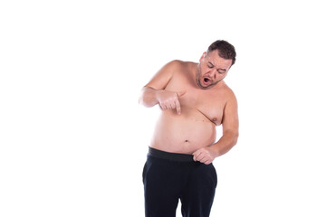 Fototapeta premium Funny fat man. Male problems.