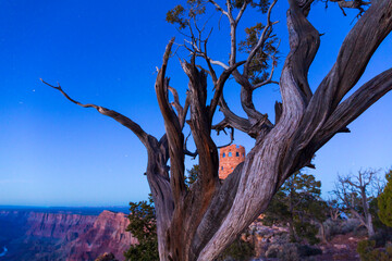 Fototapeta na wymiar Desert View Watchtower or Indian Watchtower at Desert View, Grand Canyon National Park, Arizona, Usa, America
