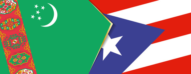 Turkmenistan and Puerto Rico flags, two vector flags.