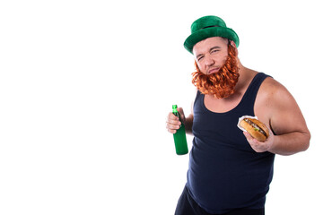 Fototapeta na wymiar St.Patrick 's Day. Funny fat man.